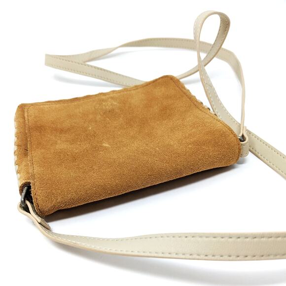 Urban Outfitters Mini Nubuck Leather Tan Crossbody Boho Whipstitch Western - Picture 4 of 11